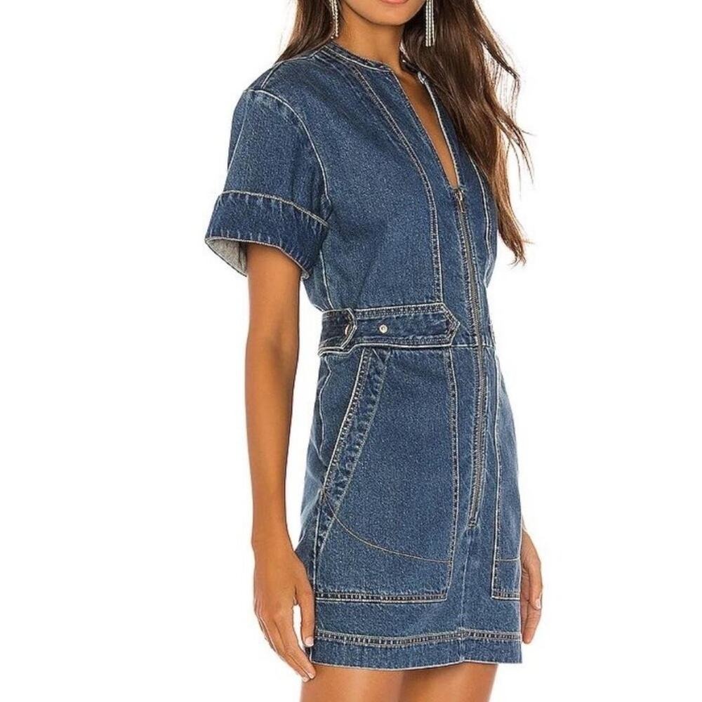 Free People Denim Mini Dress in Indigo Blue